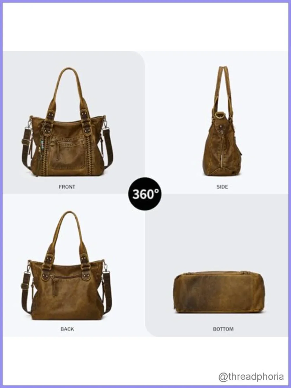Large Soft Faux Leather Hobo Crossbody Bag Women Tote Shoulder Purse with